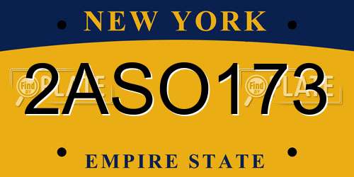 2ASO173 New York License Plate