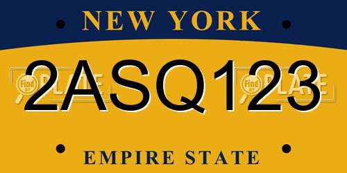 2ASQ123 New York License Plate