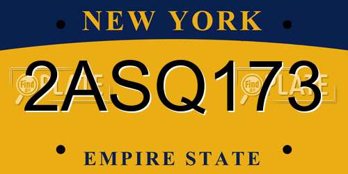 2ASQ173 New York License Plate