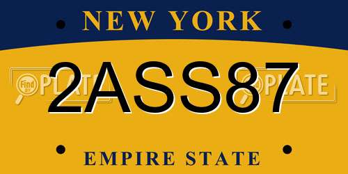 2ASS87 New York License Plate