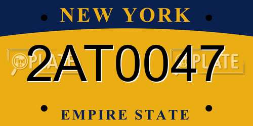 2AT0047 New York License Plate
