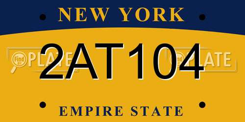 2AT104 New York License Plate