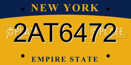 2AT6472 New York License Plate