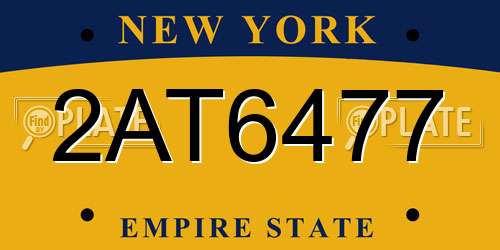 2AT6477 New York License Plate