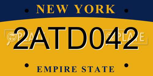 2ATD042 New York License Plate