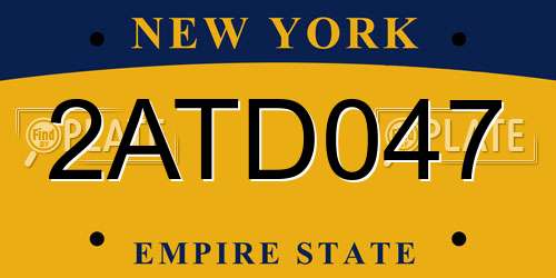 2ATD047 New York License Plate