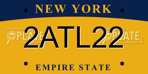 2ATL22 New York License Plate