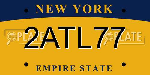 2ATL77 New York License Plate