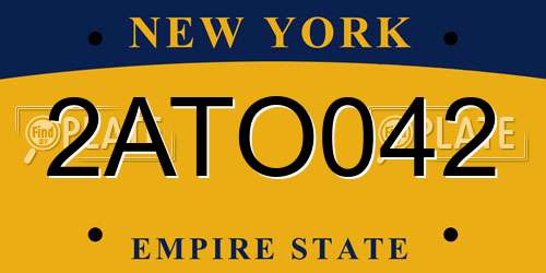 2ATO042 New York License Plate