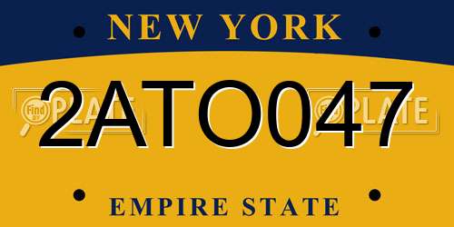 2ATO047 New York License Plate