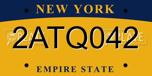 2ATQ042 New York License Plate