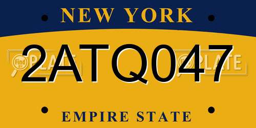 2ATQ047 New York License Plate