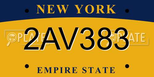 2AV383 New York License Plate