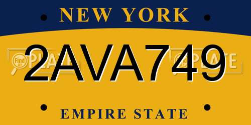2AVA749 New York License Plate
