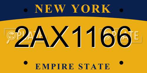 2AX1166 New York License Plate