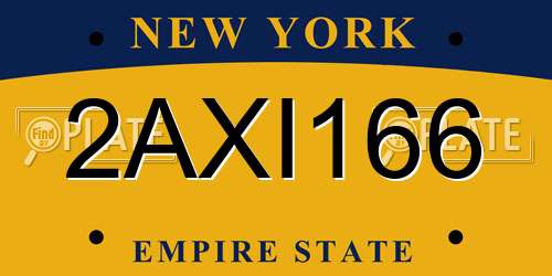 2AXI166 New York License Plate