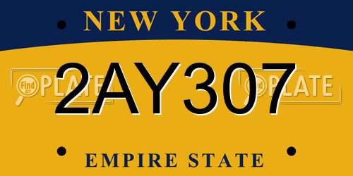 2AY307 New York License Plate