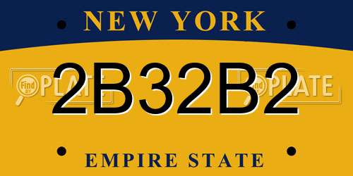 2B32B2 New York License Plate