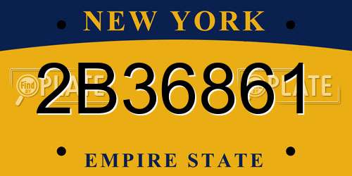 2B36861 New York License Plate