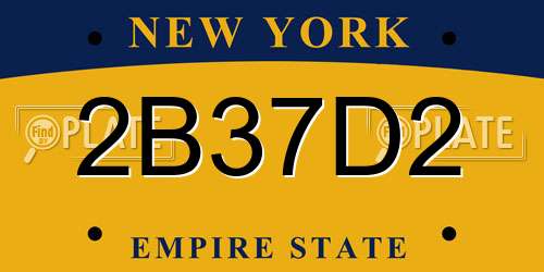2B37D2 New York License Plate