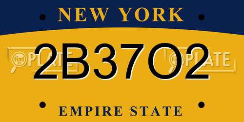 2B37O2 New York License Plate