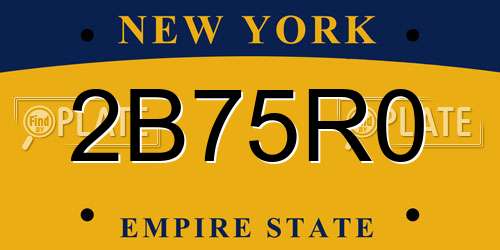 2B75R0 New York License Plate