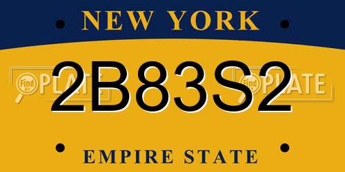 2B83S2 New York License Plate
