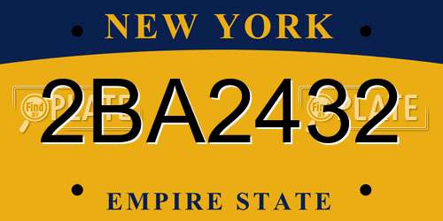 2BA2432 New York License Plate
