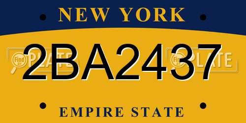 2BA2437 New York License Plate