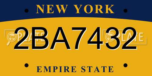 2BA7432 New York License Plate