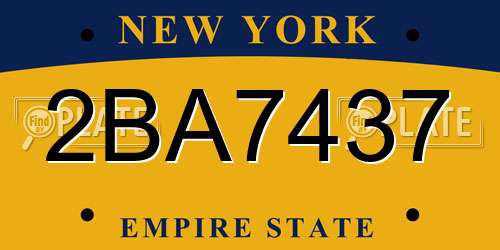2BA7437 New York License Plate