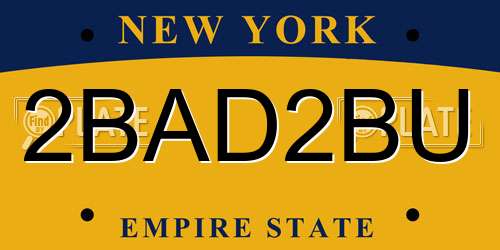 2BAD2BU New York License Plate
