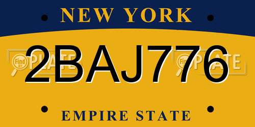 2BAJ776 New York License Plate