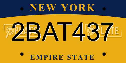 2BAT437 New York License Plate