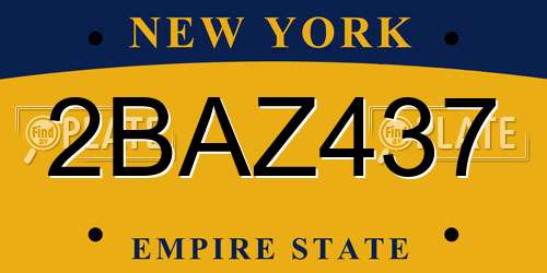 2BAZ437 New York License Plate