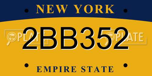 2BB352 New York License Plate