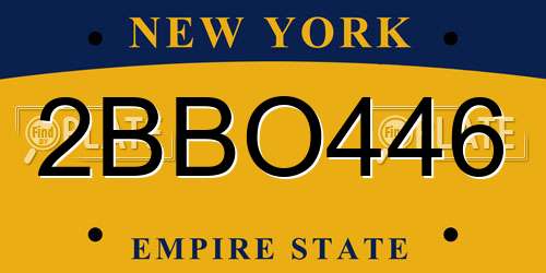 2BBO446 New York License Plate
