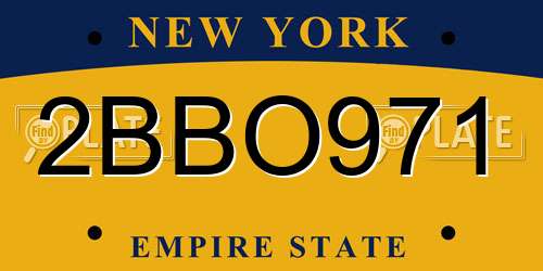 2BBO971 New York License Plate