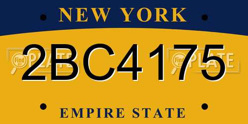 2BC4175 New York License Plate