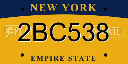 2BC538 New York License Plate