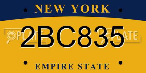 2BC835 New York License Plate