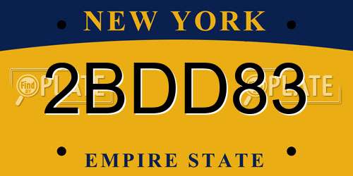 2BDD83 New York License Plate