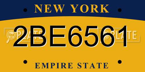 2BE6561 New York License Plate