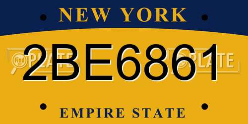 2BE6861 New York License Plate