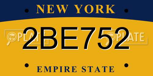 2BE752 New York License Plate