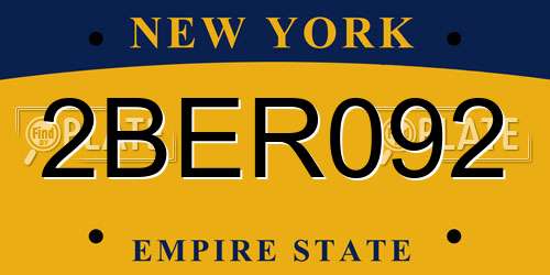2BER092 New York License Plate
