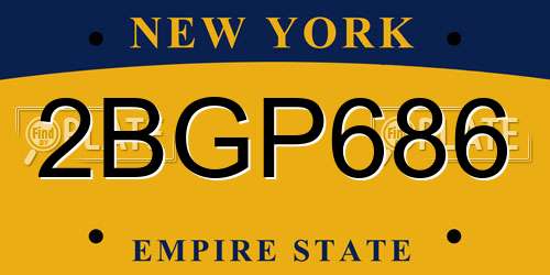 2BGP686 New York License Plate