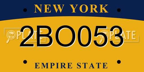 2BO053 New York License Plate