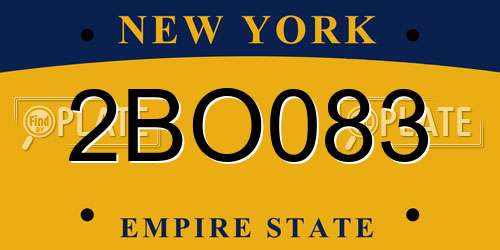 2BO083 New York License Plate