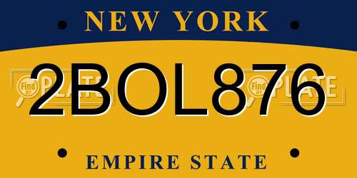 2BOL876 New York License Plate